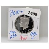 2010-S PF 90% Silver JFK Half $1 Dollar