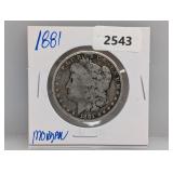 1881 90% Silver Morgan $1 Dollar