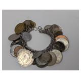 8" Foreign Coin Charm Bracelet