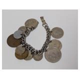 7" Foreign Coin Charm Bracelet
