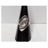 .925 Sterling Silver Abalone Shell Ring Size 8