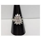 .925 Sterling Starburst Cluster CZ Ring Size 8