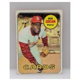 1969 Topps Baseball Bob Gibson HOF Cardinals Stain