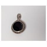 .925 Sterling Silver Marcasite/Black Stone
