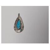 .925 Sterling Silver ZUNI Turquoise Snake Pendant