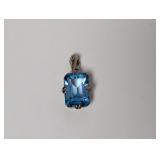 .925 Sterling Silver Blue Stone Pendant
