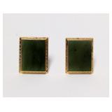 .925 Sterling Silver Green Stone Cufflinks
