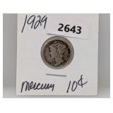 1929 90% Silv Mercury Dime