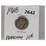 1928 90% Silv Mercury Dime