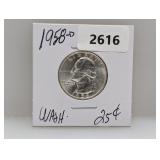 1958-D 90% Silv Wash Quarter