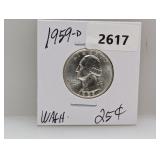 1959-D 90% Silv Wash Quarter
