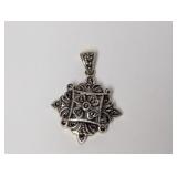.925 Sterling Marcasite Diamond Shaped Pendant