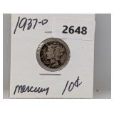 1937-D 90% Silv Mercury Dime