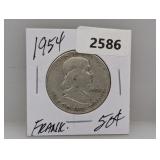 1954 90% Silv Franklin Half $1