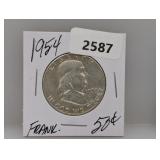 1954 90% Silv Franklin Half $1