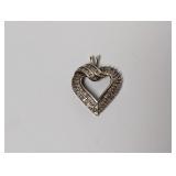 .925 Sterling Silver JWBR Diamond Heart Pendant