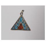 .925 Sterling Triangle Flame Turquoise Pendant