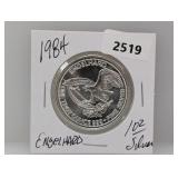 1984 1oz .999 Silv Engelhard Round