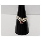 .925 Sterling Silver Avery Ring Red Stone Size 8