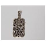 .925 Marcasite Rectangle Pendant Missing Stones