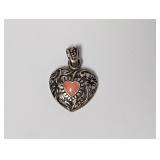 .925 Sterling THAI Orange Stone Heart Pendant