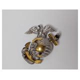10K/.925 Sterling USMC Eagle Globe Anchor Brooch