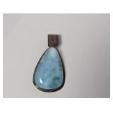 .925 Sterling Silver Blue Stone Teardrop Pendant