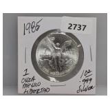 1985 1oz .999 Silv Mexico Libertad