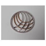 .925 Sterling Silver TH Diamond Round Pendant