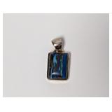 .925 Sterling Rectangle Multi-Color Stone Pendant