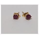 .925 Sterling  Red Stone Stud Earrings