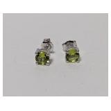 .925 Sterling Silver Peridot Stud Earrings