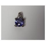 .925 Sterling Silver Blue Stone Pendant