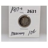 1917-S 90% Silv Mercury Dime