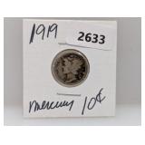 1919 90% Silv Mercury Dime
