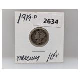 1919-D 90% Silv Mercury Dime