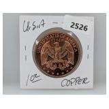 1oz .999 Copper USA Round