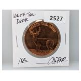 1oz .999 Copper Whitetail Deer Round