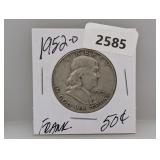 1952-D 90% Silv Franklin Half $1