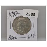 1952 90% Silv Franklin Half $1