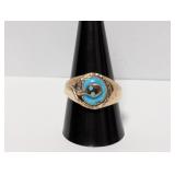 .925 Sterling ZUNI Snake Turquoise Ring Size 11