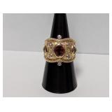 Vermeil Cocktail Ring Red/Yellow Size 8