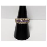 .925 Sterling Amethyst/Marcasite Ring Size 8