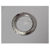 .925 Sterling Silver Circular Leaf Brooch