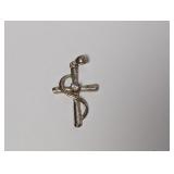 .925 Sterling Silver Cross Pendant Clear Stones