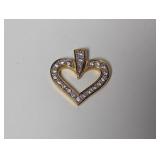 Vermeil Heart Pendant Clear Stones