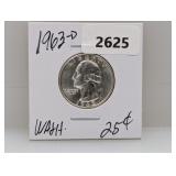 1963-D 90% Silv Wash Quarter
