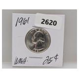 1961 90% Silv Wash Quarter