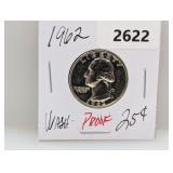 1962 90% Silv PF Wash Quarter