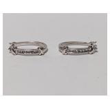 .925 Sterling Silver Clear Stone Hoop Earrings